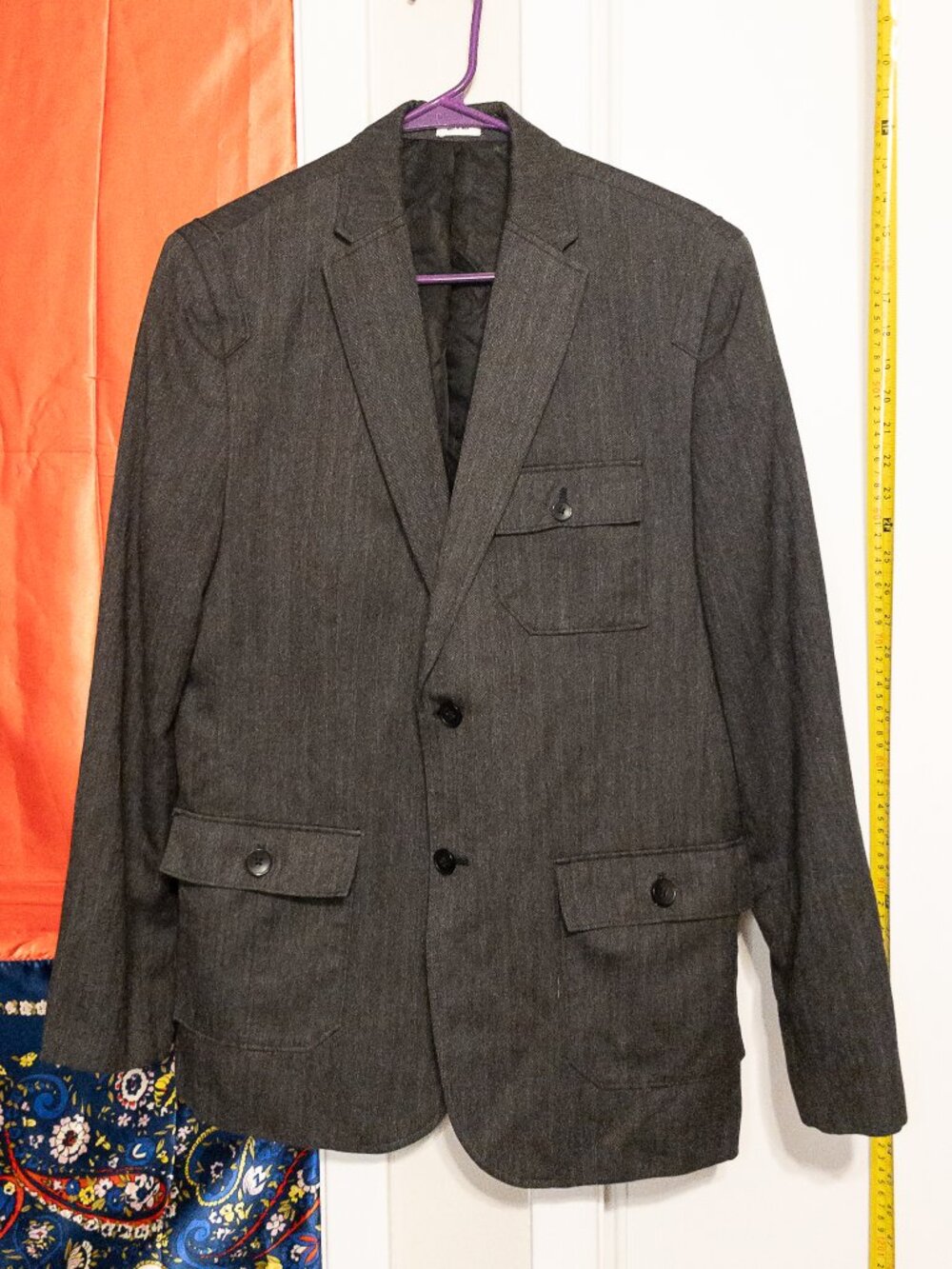 Calvin Klein Herringbone Wool Blazer – Dark Academia Tailored Fit
